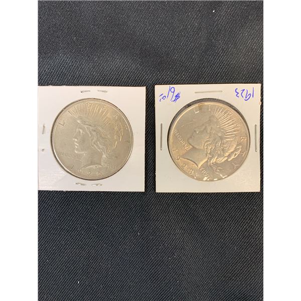 Lot of 2 1923 and 1925 USA American Silver Dollar Coins $1