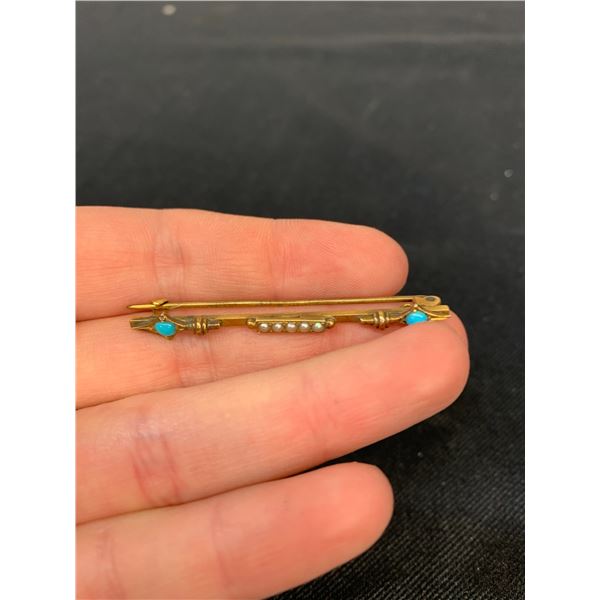 Antique Gold Bar Pin Brooch (total weight 3.2 grams)
