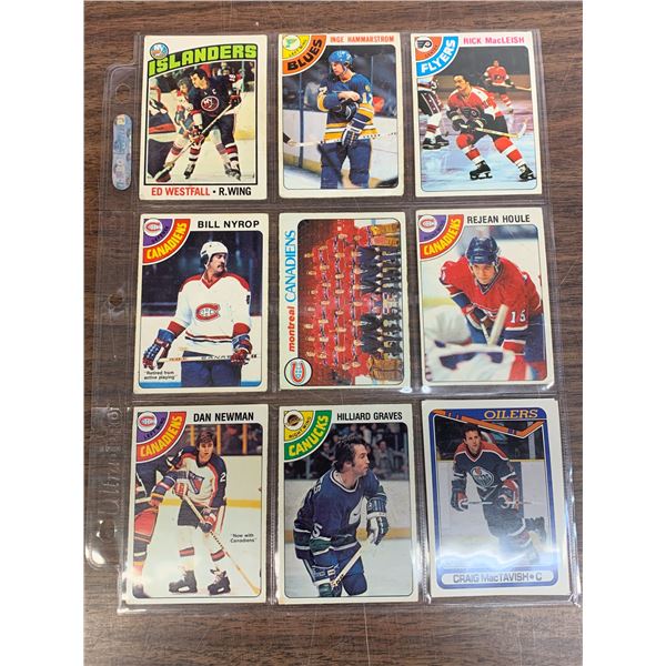 Page of Mostly 1978 OPC Hockey Cards