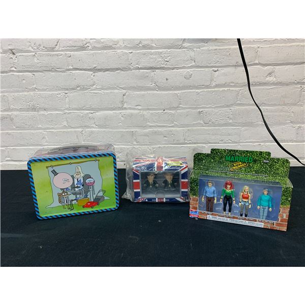 Lot of 3 NEW Toys Married With Children Figure Set, Titans Sherlock Holmes, Regular Show Lunch Tin