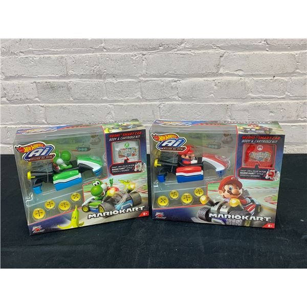 Lot of 2 Hotwheels Mario Kart Yoshi Smartcar and Mario Smartcar Toys