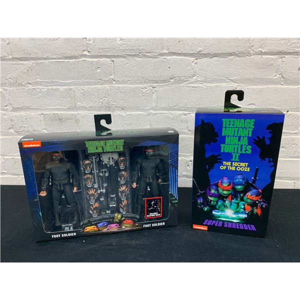 Lot of 2 Teenage Mutant Ninja Turtles Foot Soldiers 2-Pack & Super Shredder by NECA Reel Toys