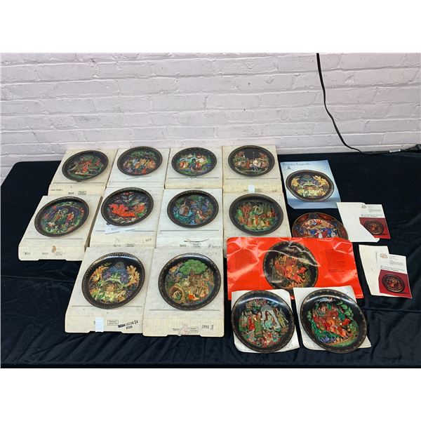 Set of 12 Limited Edition "Russian Legends" Morozko Plates, Hand Painted and Fired in Russia w COA's