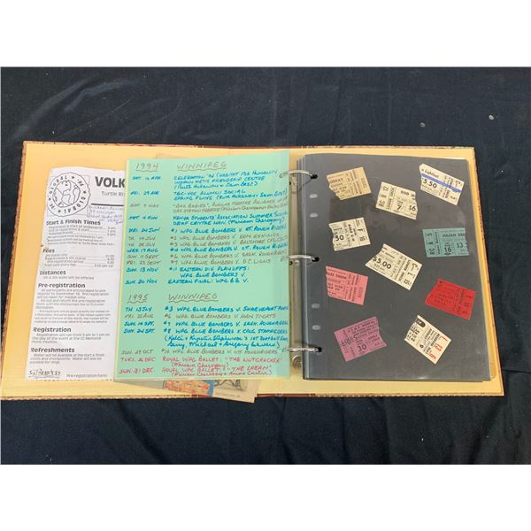 Binder of Winnipeg Event / Concert Stubs / Tickets, Vintage Scrapbook