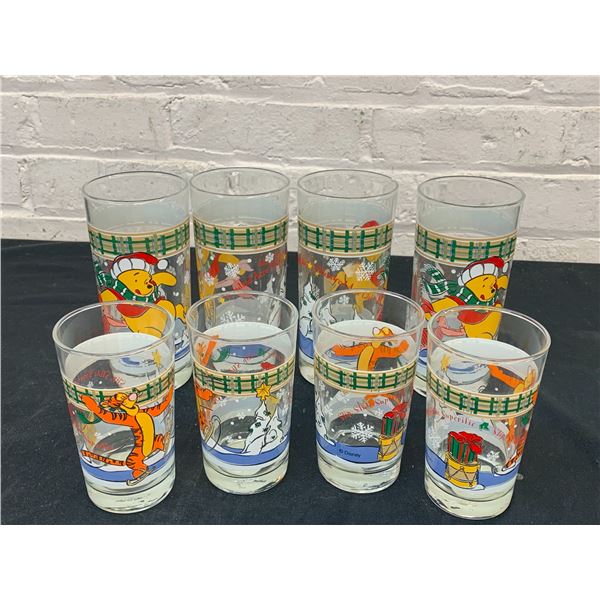 Lot of 8 Winnie The Pooh Holiday / Christmas Drink Glasses