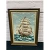 Image 1 : Embroidered Needlepoint Wall Art Sailboat / Ship