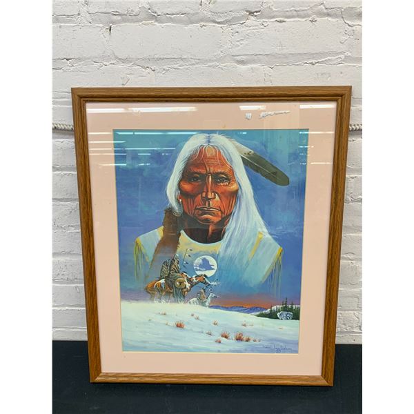 "One With The Spirit" Framed Indigenous Artwork Artist Signed Print 21" x 26"