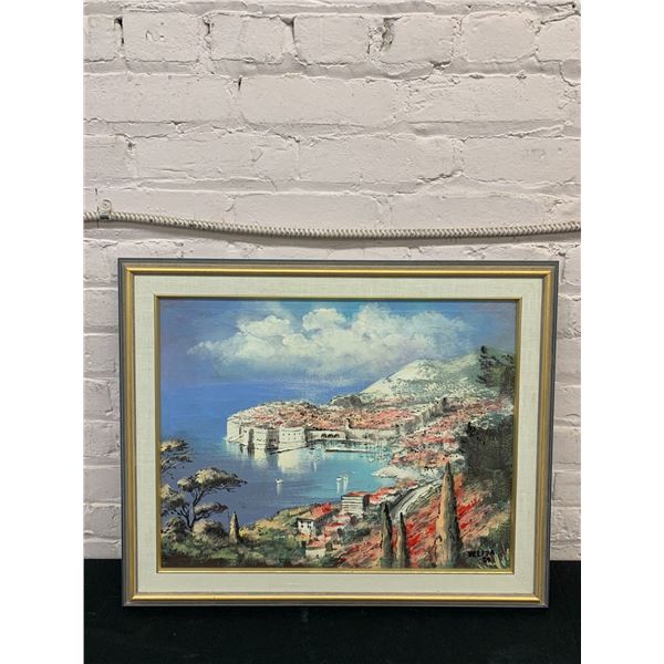 Framed Original Artist Signed Landscape Scene, European? 25" x 20"
