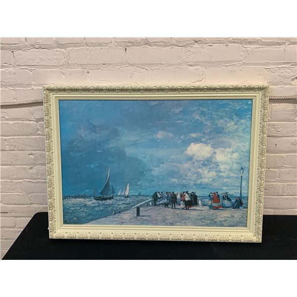 Large Framed "The Jetty At Trouville"  Art Print 35" x 25"