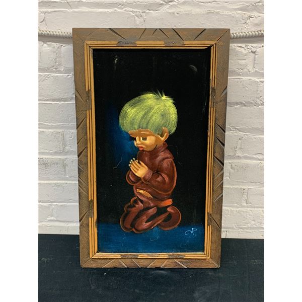 Black Velvet Painting Street Art / Tourist Art Praying Boy Mexico