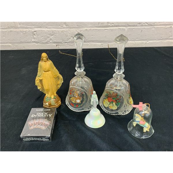 Lot of 6 Trinkets, Dinner Bells, Religious, Deck of Cards