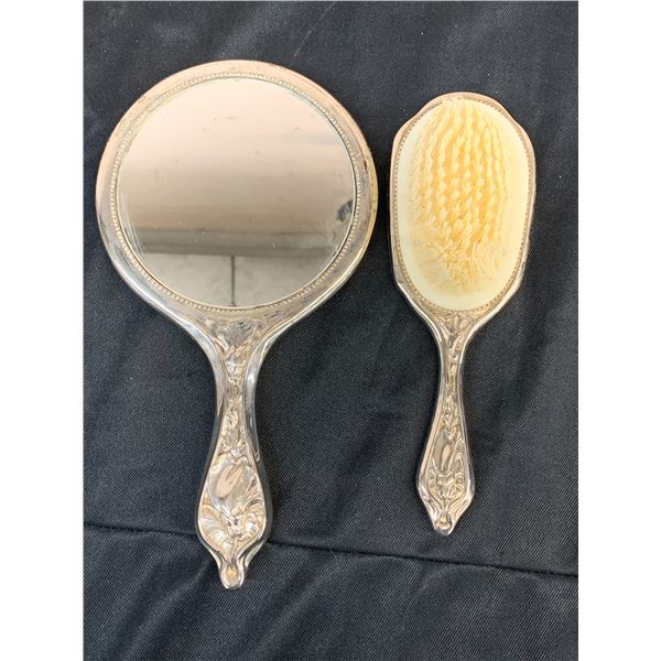 Vintage Art Nouveau Mirror and Brush Set