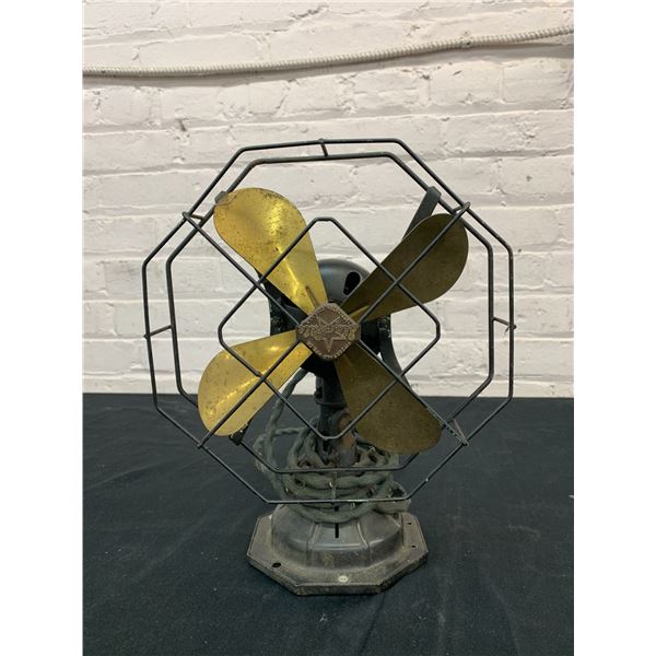 Vintage Antique Star Rite Black and Brass Electric Fan *works*