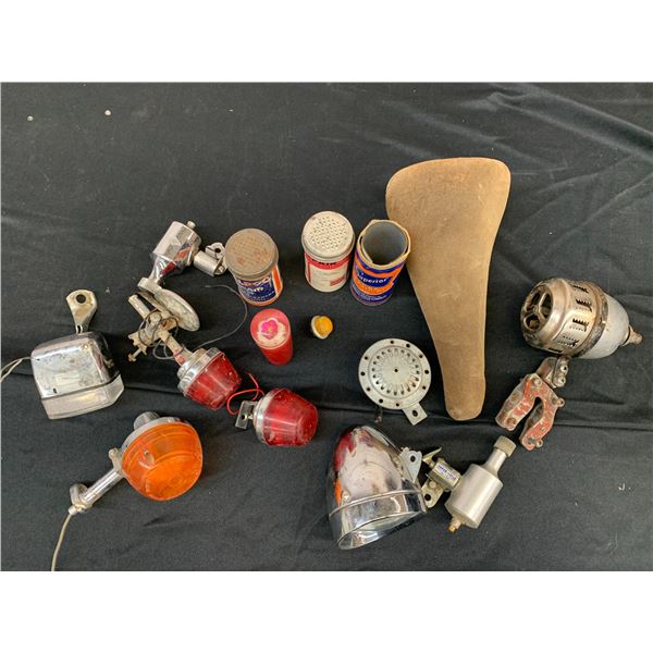 Lot of Vintage Antique Bicycle Parts Motors, Lights, Seat, etc