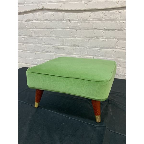 Vintage Green Foot Stool / Ottoman 9" Tall, 16" x 16"