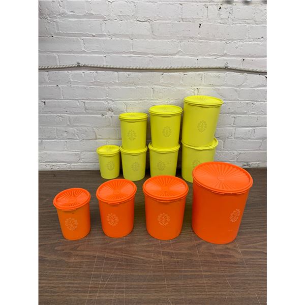 Lot of 11pcs Tupperware Plastic Canister Sets Yellow and Orange