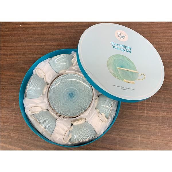 Steeped Tea "Serendipity" Teacup Set w Presentation Box 12pcs, 6 Person Setting