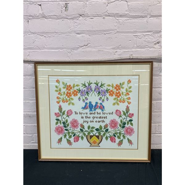 Framed Wall Quote Cross-Stitch Needlepoint Artwork 2ft x 22"