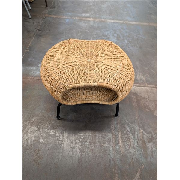 GAMLEHULT Footstool with storage, rattan/anthracite