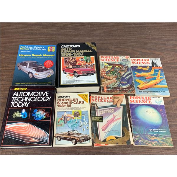 Lot of 8 Automotive Technology Today HArdcover, SEALED Haynes Repair Manual, Popular Science, etc