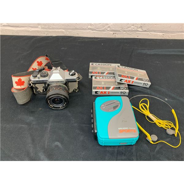 Lot of Walkman, Yashica Film Camera and Cassette Tapes