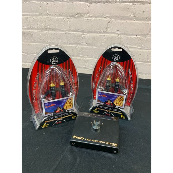 General Electric Composite Video Cables NEW and Daveco 4 Way Audio Input Selector