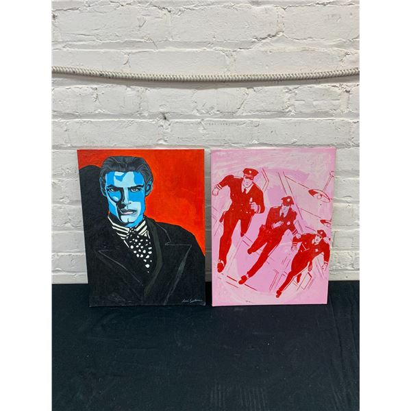 Lot of 2 Art Board Paintings Originals 12" x 16"