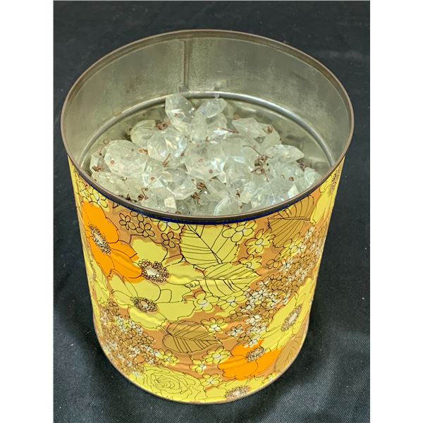 Vintage Tin Full of Chandelier Crystals