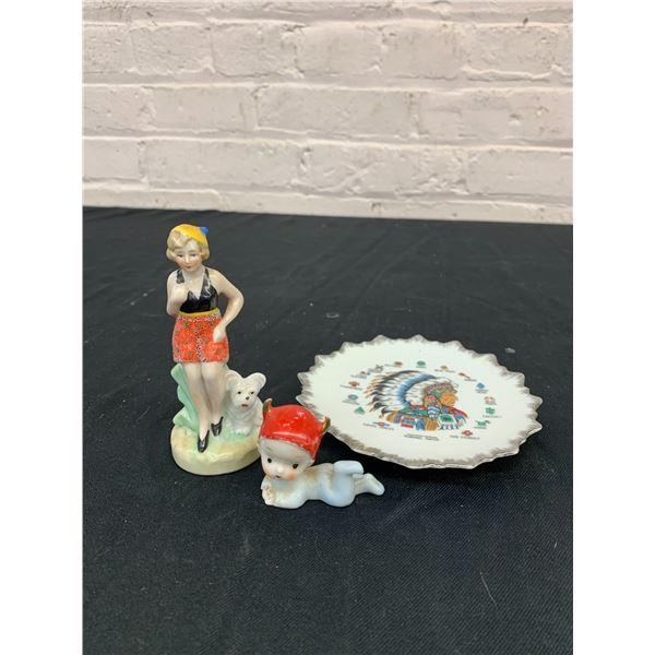 Lot of 3 Japan / Germany Figurines and Dish