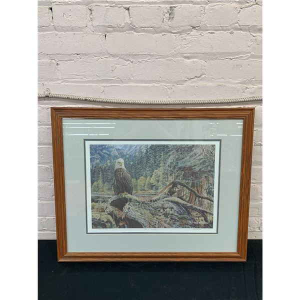 "The Watcher" Artist Signed and Numbered Art Print , Framed Eagle 26" x 21"