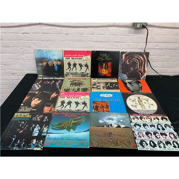Lot of 16 Vinyl Records LPS The Rolling Stones, The Beatles, Etc