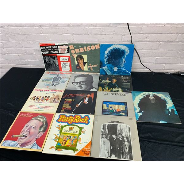 Lot of 13 Vinyl Records LPs Bob Dylan, Roy Orbison, Party Rock, Cat Stevens, Etc