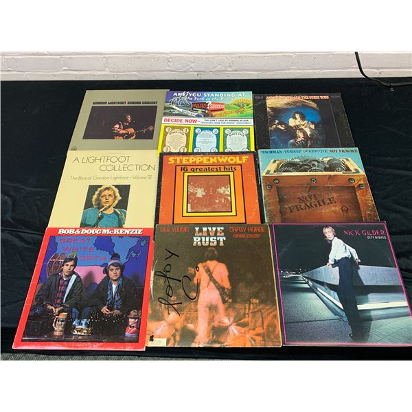 Lot of 9 Vinyl Records LPS Bachman Turner Overdrive, Gordon Lightfoot, Bob & Doug McKenzie