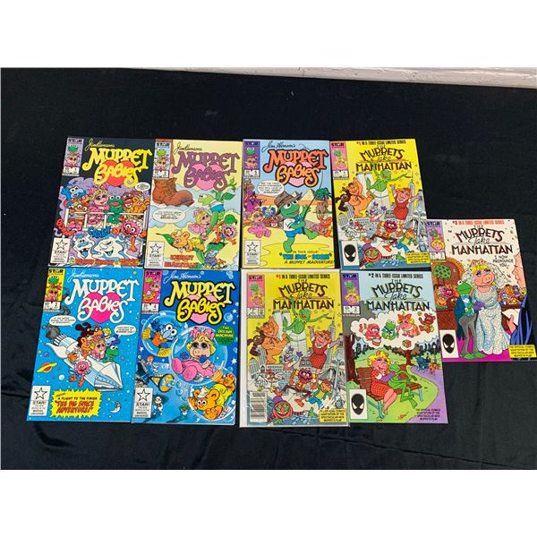 Lot of 9 Comic Books Muppet Babies #1-4 and Muppets Take Manhattan #1-3, Extra