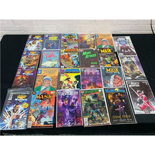 Lot of 23 Vintage Comic Books The Mask, Masters of the Universe, Might Morphin Power Rangers, etc