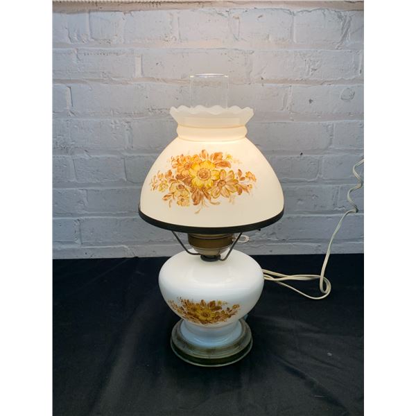 Vintage Electrified Oil Lamp Floral Pattern 17" "Gone With The Wind" Style / Hurricane Lamp