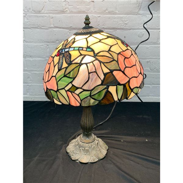 Tiffany Style Stained Glass Dragonfly Lamp