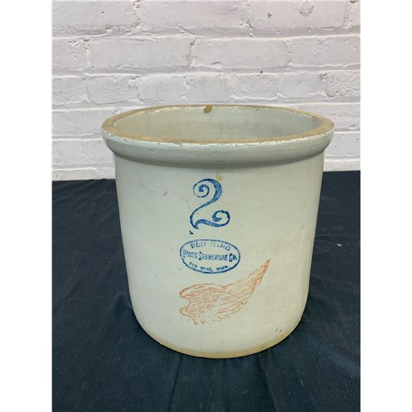 Red Wing 2 Gallon Crock Pot (chip on top and crack on bottom)