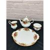 Image 1 : Royal Albert Old Country Roses Small Tea Pot, Cream, Sugar & Tray