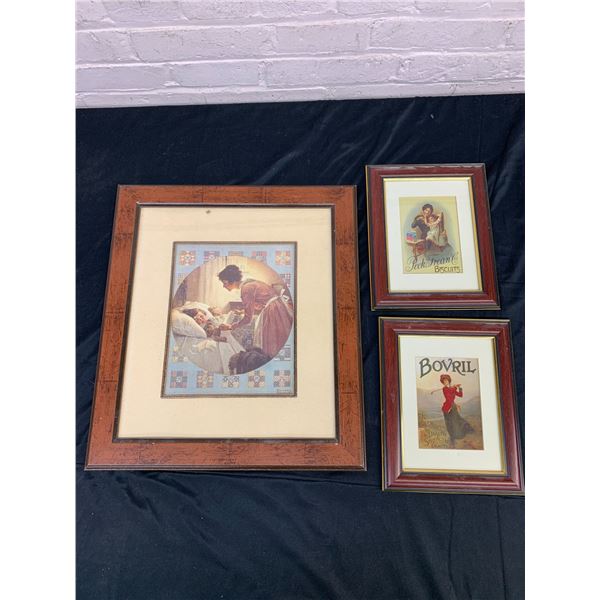 Lot of 3 Vintage Framed Advertisements