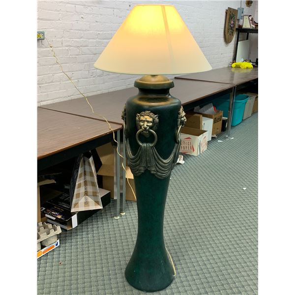 Large Extravagant Lion Knocker 3-D Design Ceramic Floor Lamp, Forest Green *Works* 5ft