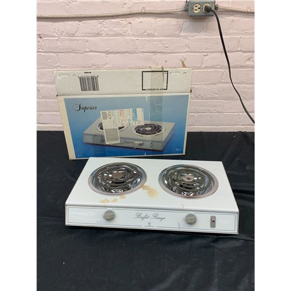 Vintage Superior Double Burner Buffet Range w box