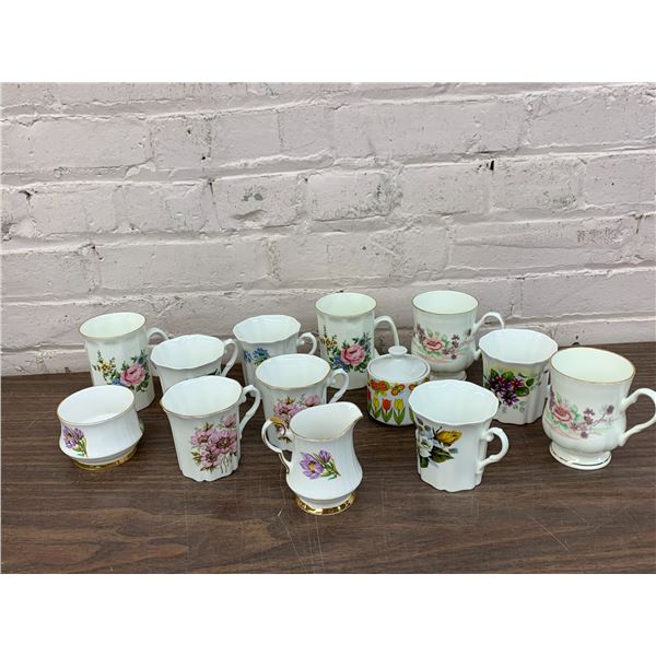 13pcs Assorted Fine China Coffee Cups / Tea Cups