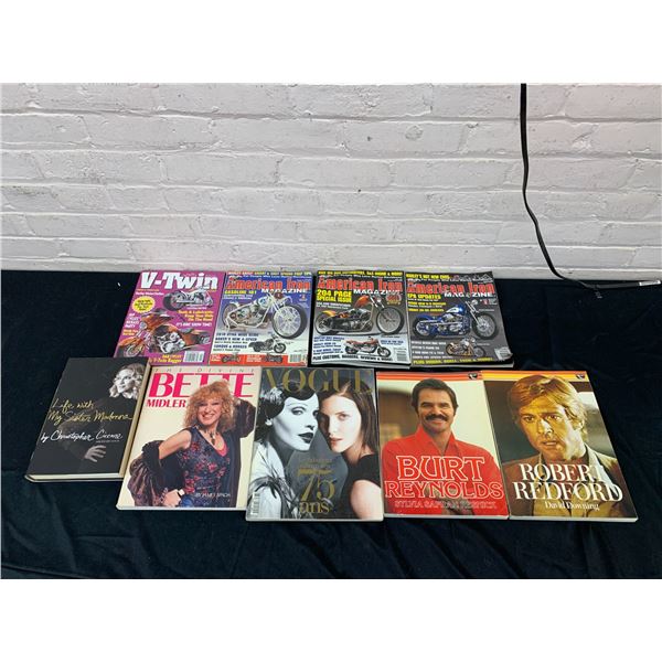 Lot of 9 Celebrity-Related Magazines / Books Burt Reynolds, Madonna, Bette Midler, etc