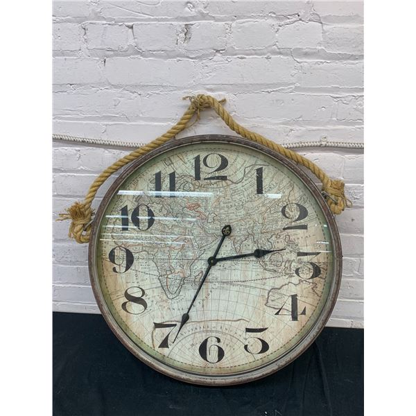Vintage Style Wall Clock with Rope Hanging, 2ft diameter Mercana