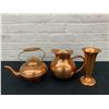 Image 1 : Copper Vase, Tea Pot and Pitcher