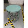 Image 1 : Painted Green Metal Table Rattan Inspired