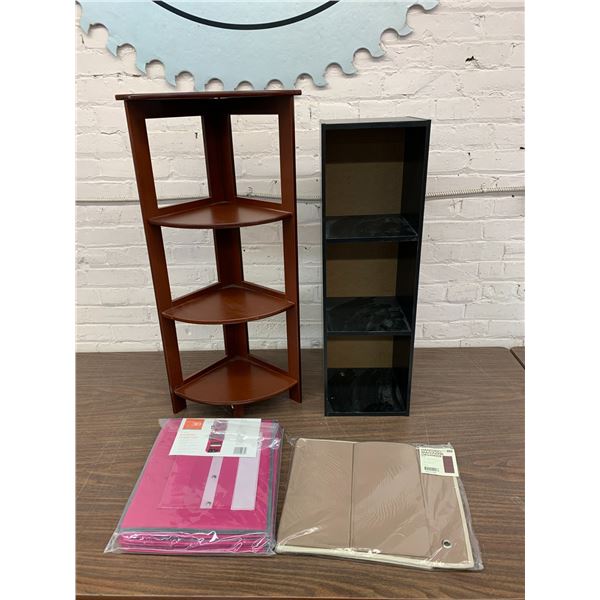 Lot of 4 pcs 2 Shelving Unite, Corner Shelf and Black 3-Tier, 2 Closet Hanging Organizers