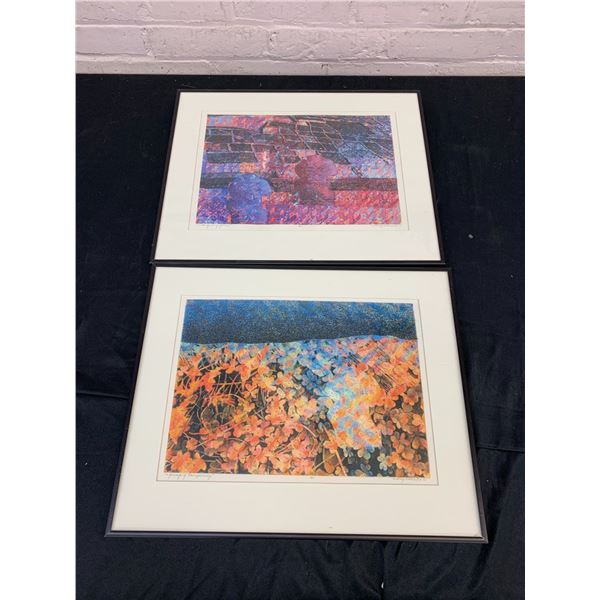 Lot of 2 Framed  Audrey Riller Artist Signed and Numbered Prints 19" x 15"