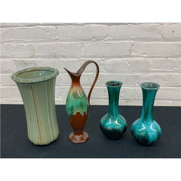 Lot of 4 Vintage Canadian Pottery Vases, Blue Mountain & Other